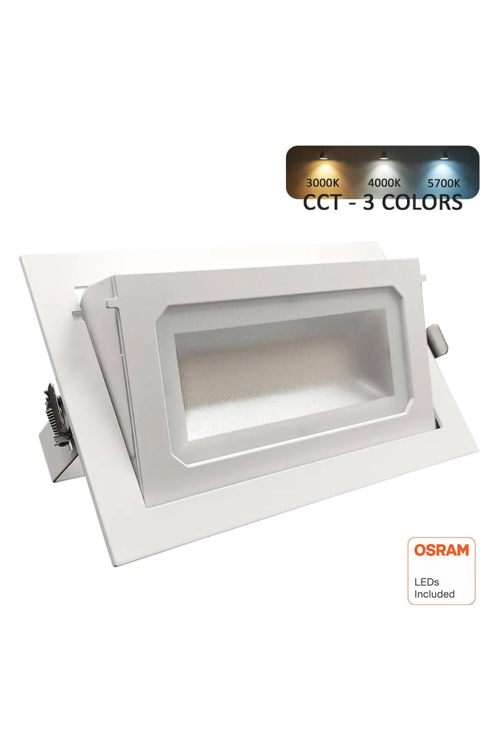 ▷ OSRAM 40W Rectangular Adjustable LED Downlight | Selectable 3CCT Light