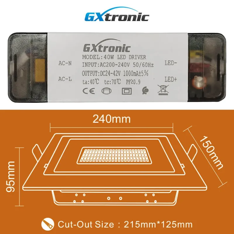 ▷ OSRAM 40W Rectangular Adjustable LED Downlight | Selectable 3CCT Light