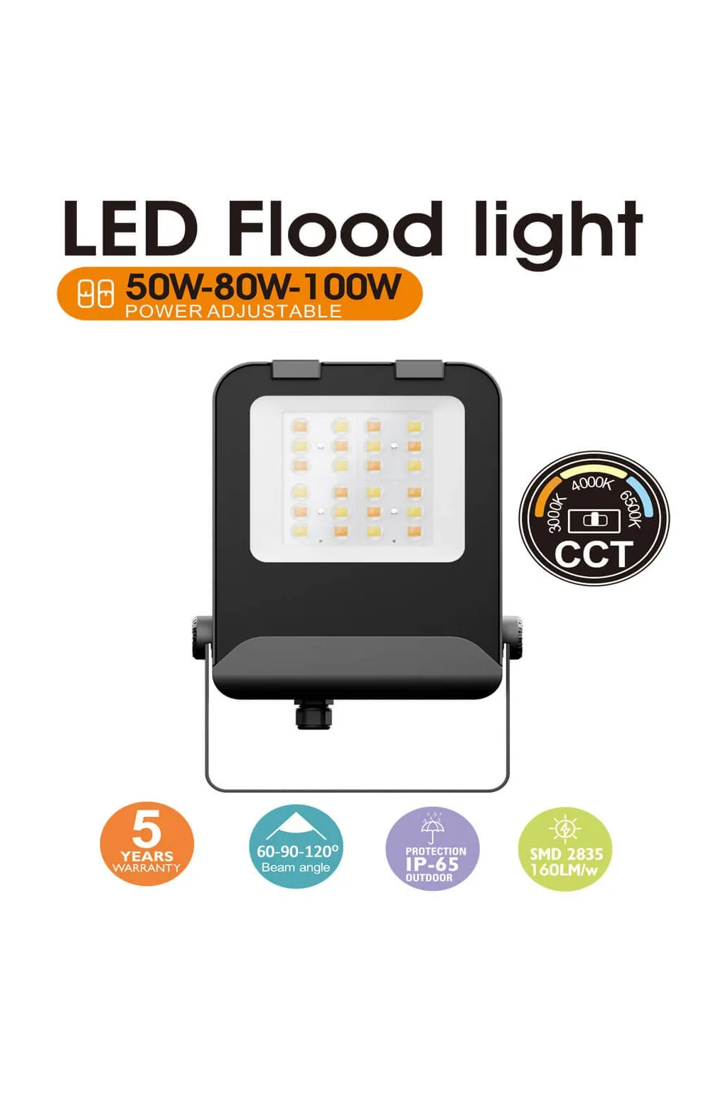 ▷ Refletor LED MAXLITE 100W | Potência Ajustável & 3CCT | IP65