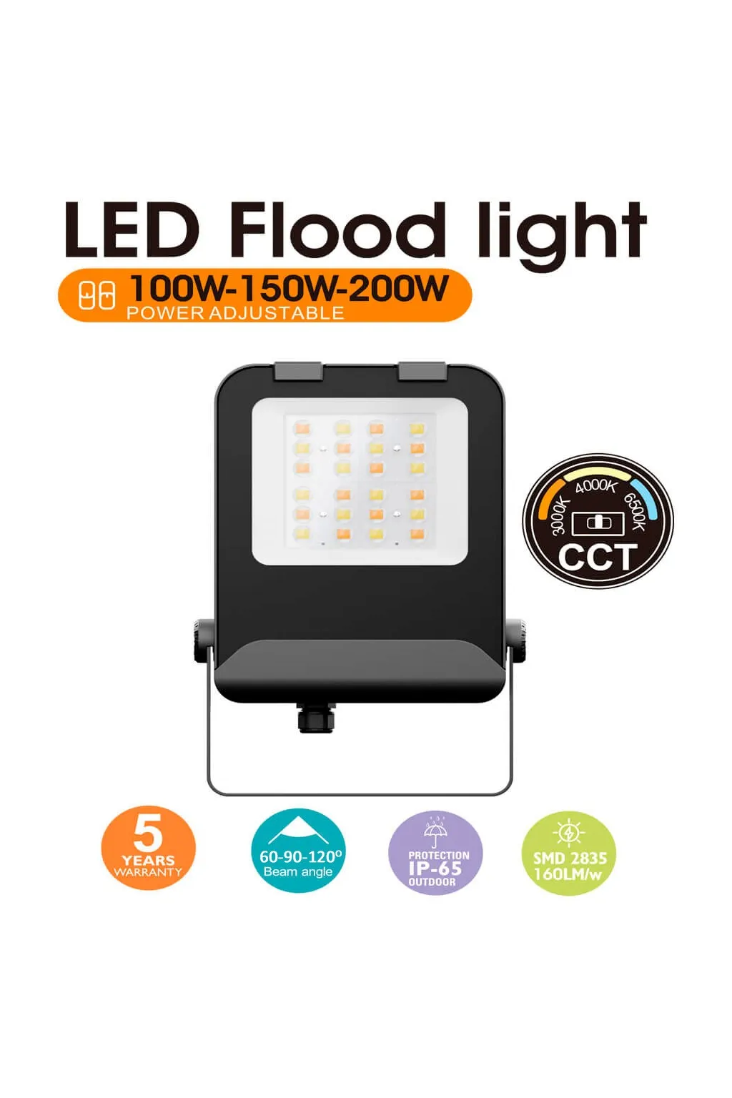 ▷ Projecteur LED MAXLITE 200W | Puissance Réglable & 3CCT | IP65