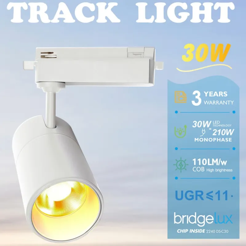 ▷ Comprar Foco LED 30W PARMA Branco Calha Monofásico - CCT - CRI+92