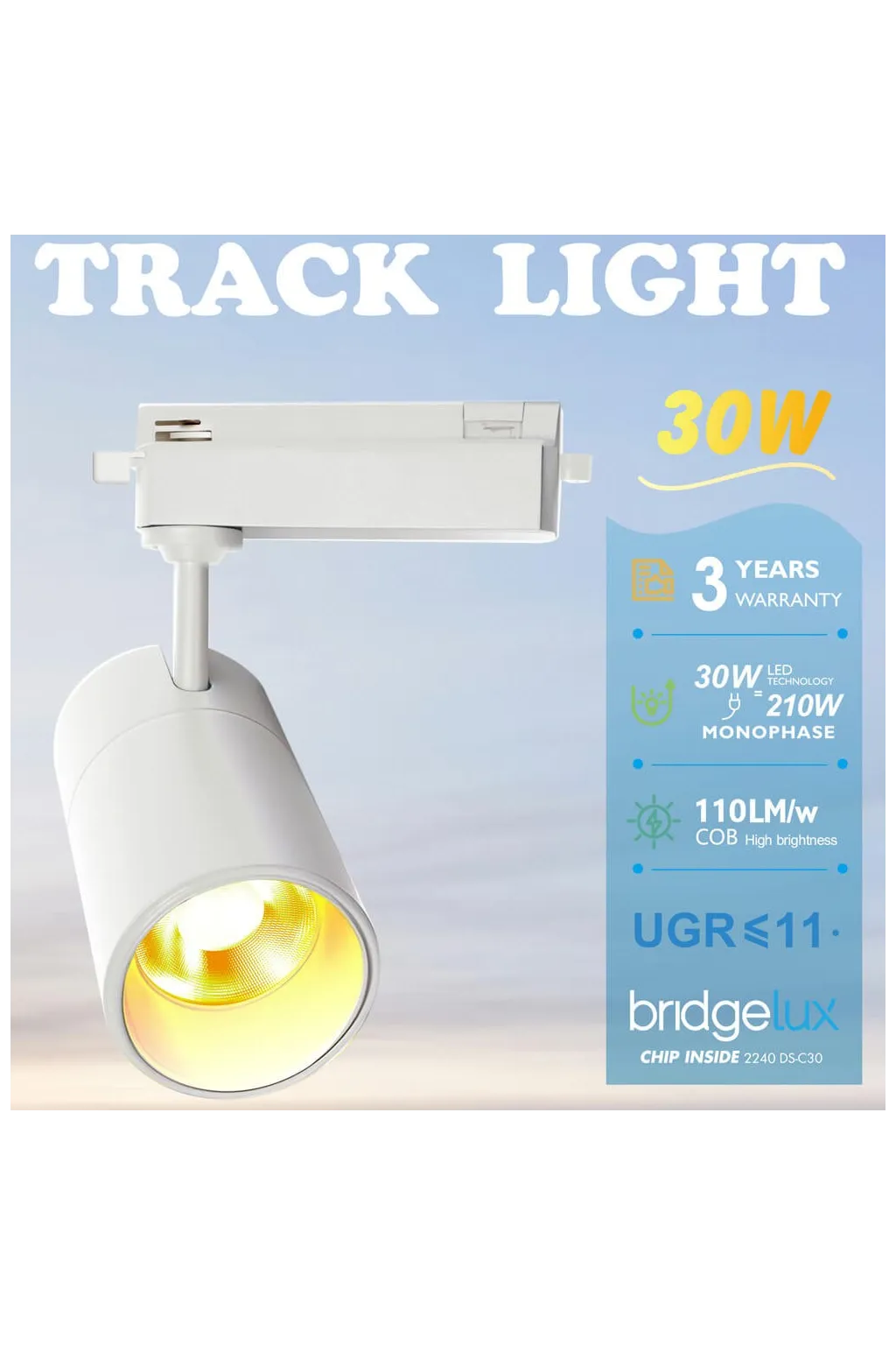 ▷ Buy LED Tracklight 30W PARMA White Single-Phase - CCT - CRI+92