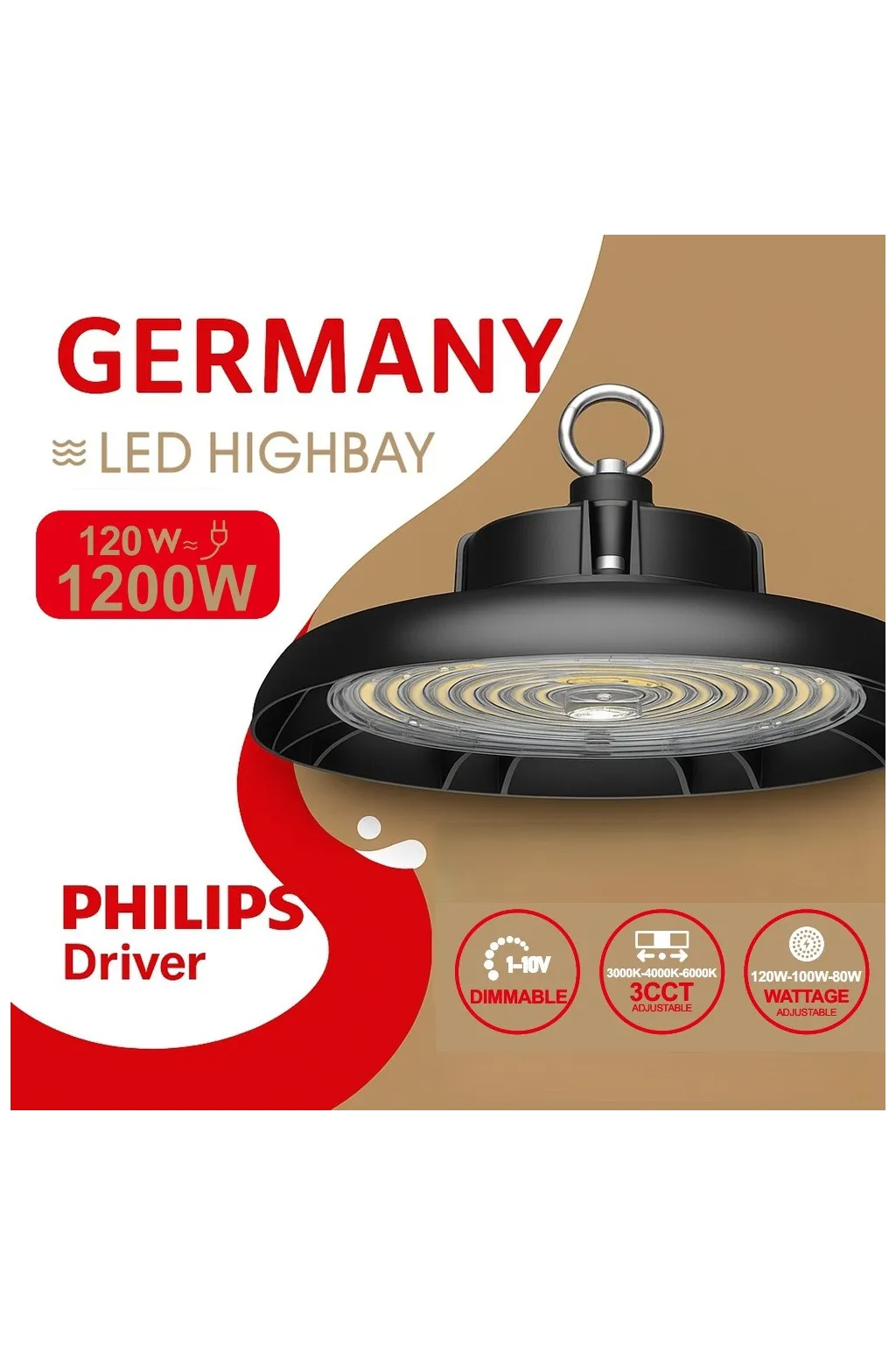 ▷ Campana Industriale LED UFO GERMANY | Alta Efficienza & Regolazione 1-10V