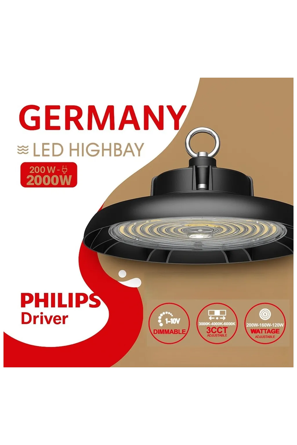 ▷ Campana Industriale LED UFO GERMANY | Alta Efficienza & Regolazione 1-10V