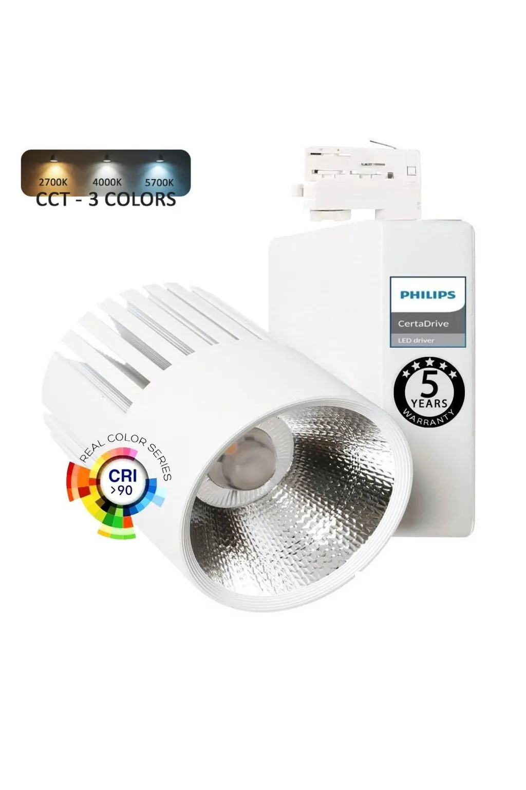 Comprar Foco LED 40W UPPSALA Branco PHILIPS Driver Calha TRIFASICO CRI+92