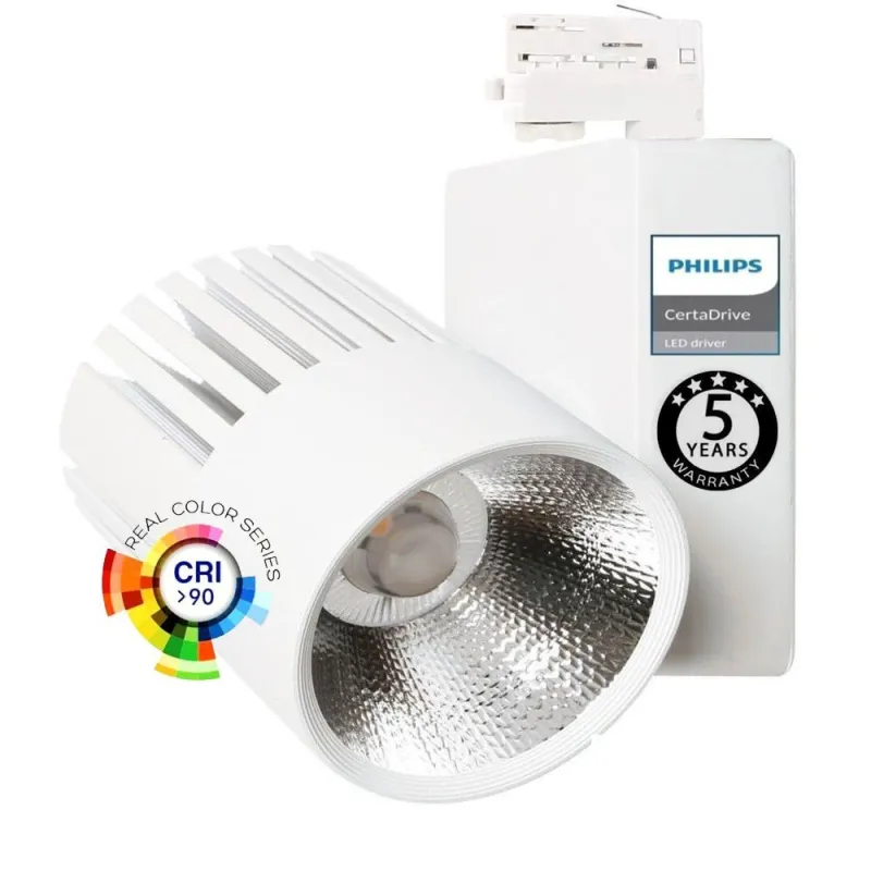 Buy LED Tracklight 40W UPPSALA White PHILIPS Driver 3-PHASE rails - CRI+92