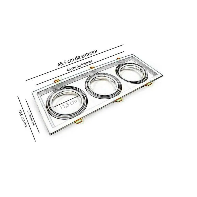 Telaio Incasso Orientabile Triplo AR111 Bianco | Ibérica