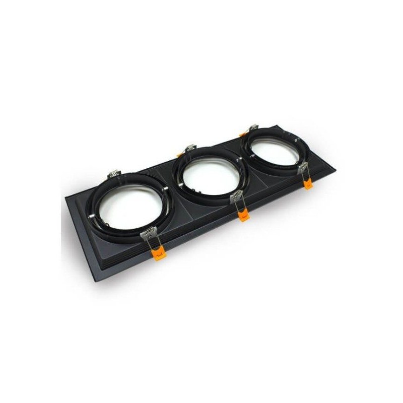 Marco Triple Orientable Negro AR111 | Ibérica