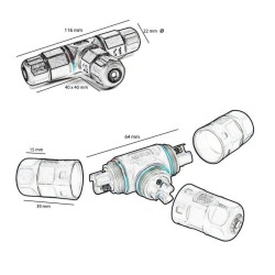 Cable Connector T IP68 Black Nylon 2.5mm | Ibérica