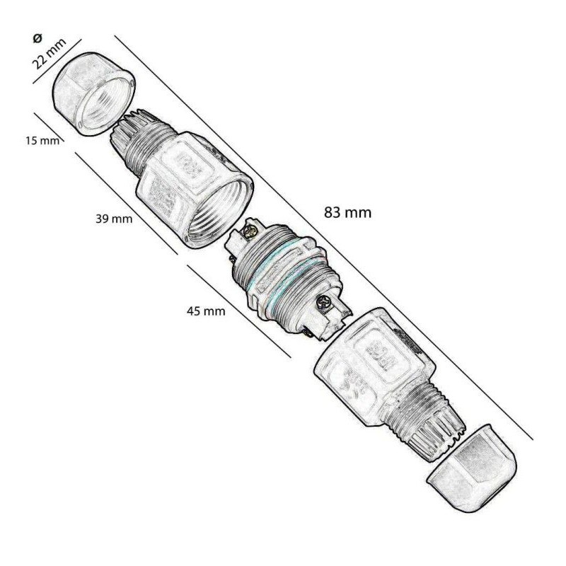 Cable Connector I IP68 Black Nylon 2.5mm | Ibérica