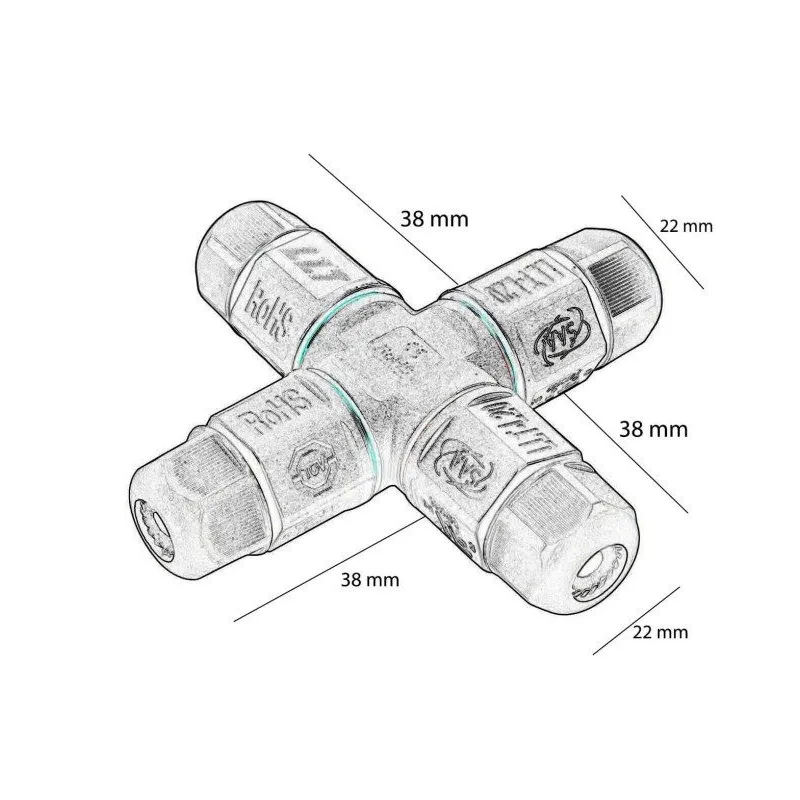 Conector Cabos em X IP68 Exterior LED | Ibérica