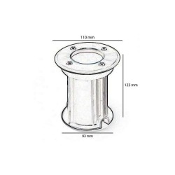 Recessed Floor Housing IP65 GU10 112mm Grey Steel | Ibérica