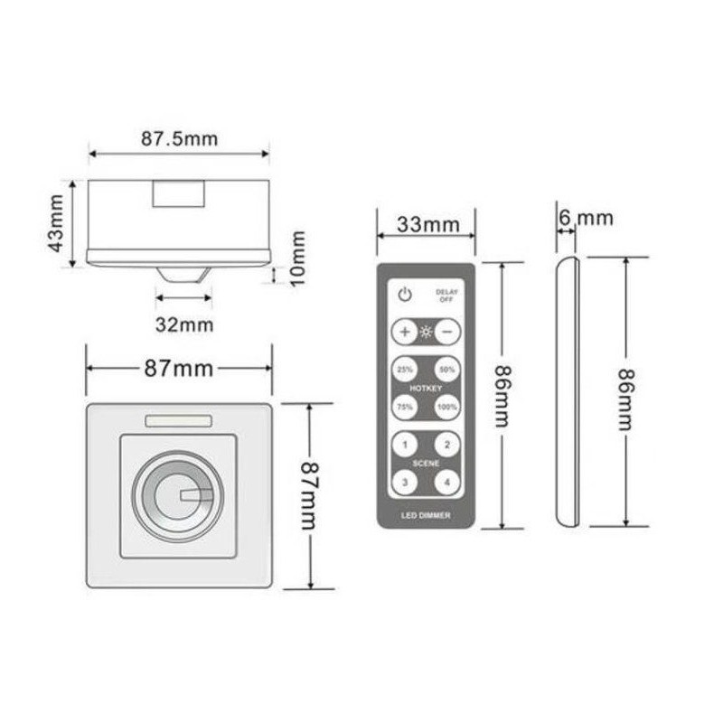 TRIAC Dimmer 200W 220V Recessed IR Remote | Ibérica