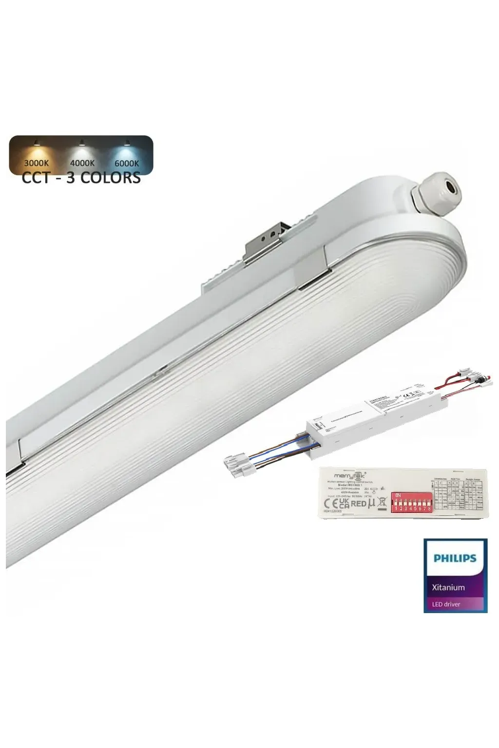 ▷ Réglette Étanche COREPLUS EVO 60cm 20W | Éclairage d’urgence + Capteur radar