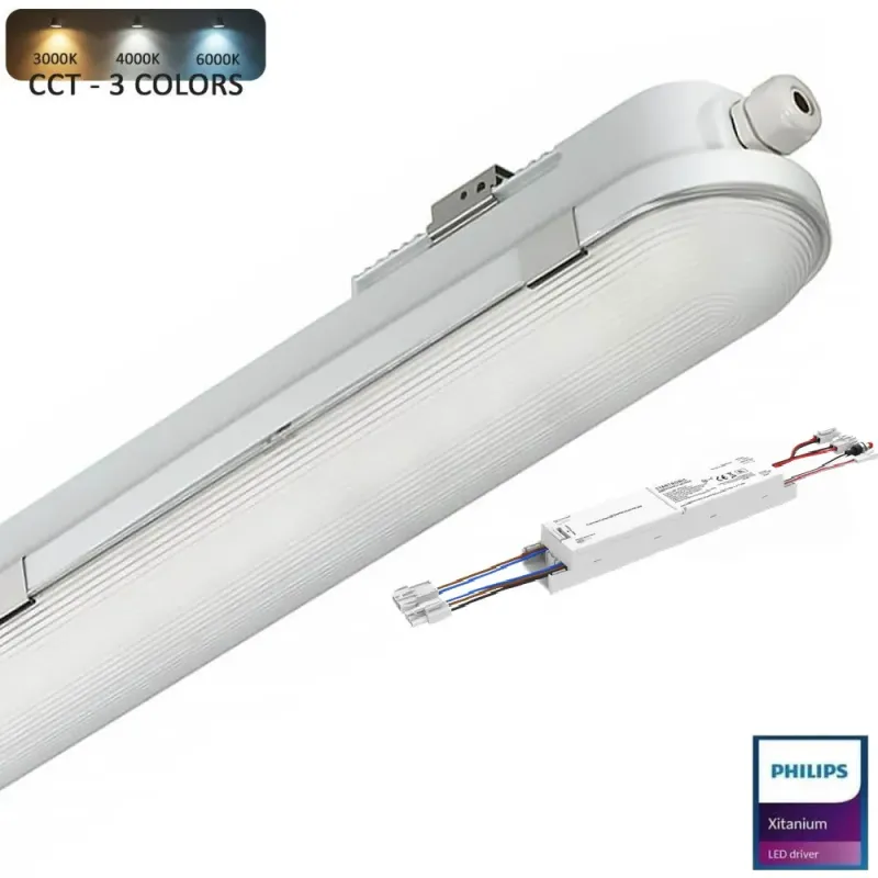 ▷ Plafoniera LED Stagna COREPLUS EVO 150cm 55W | Luce Emergenza + Sensore Radar