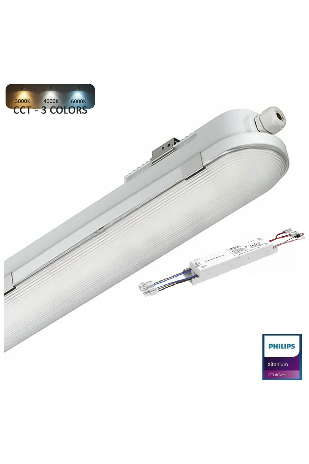 ▷ Regua LED Estanque COREPLUS EVO 150cm 55W | Luz Emergência + Sensor Radar