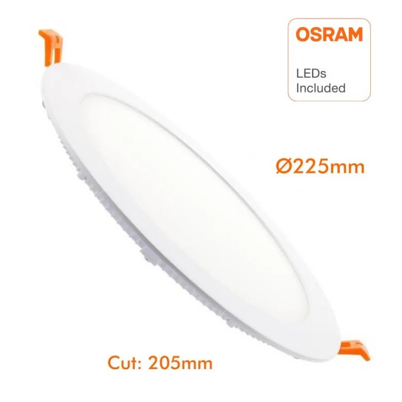 Slim LED panel 18W OSRAM with measurements Ø225mm outer and 205mm installation cutout