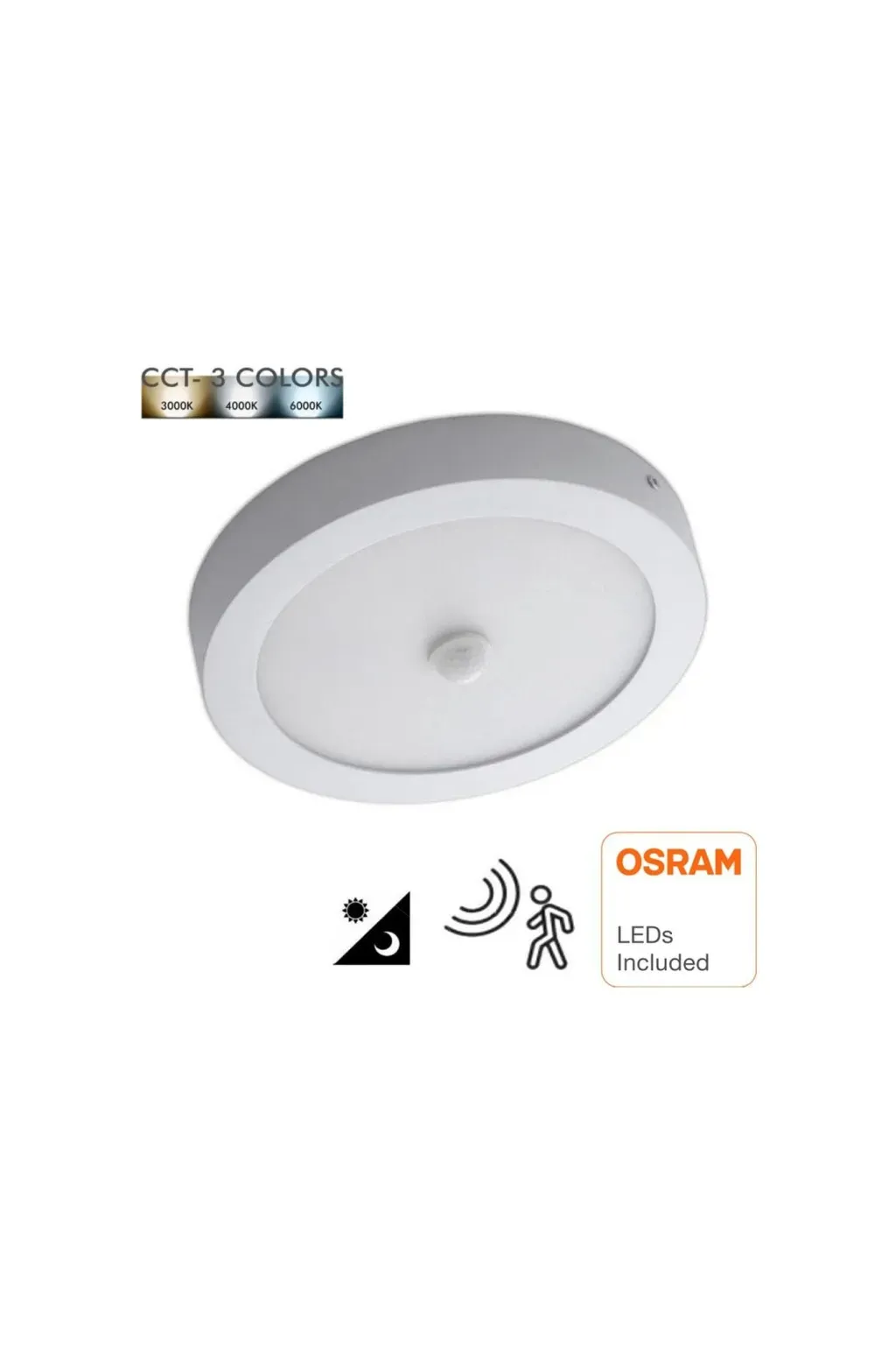 LED ceiling lamp Circular surface 24W - 22W- 20W -18W Motion Detector - 2700K + CCT - Osram Chip
