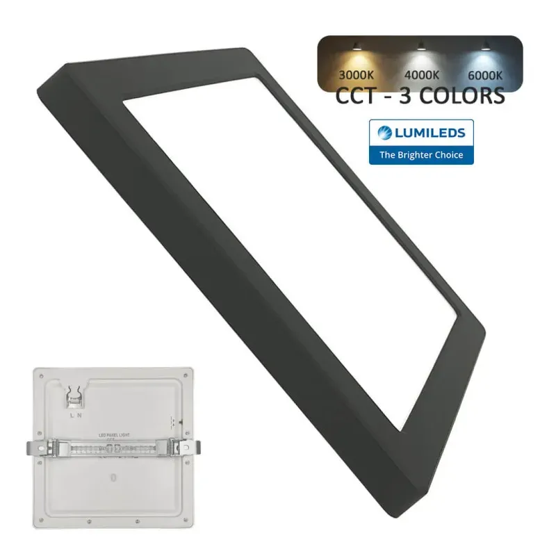 Downlight + LED ceiling - square- Moss black LumiledS - 18W Adjustable - CCT Selectable color
