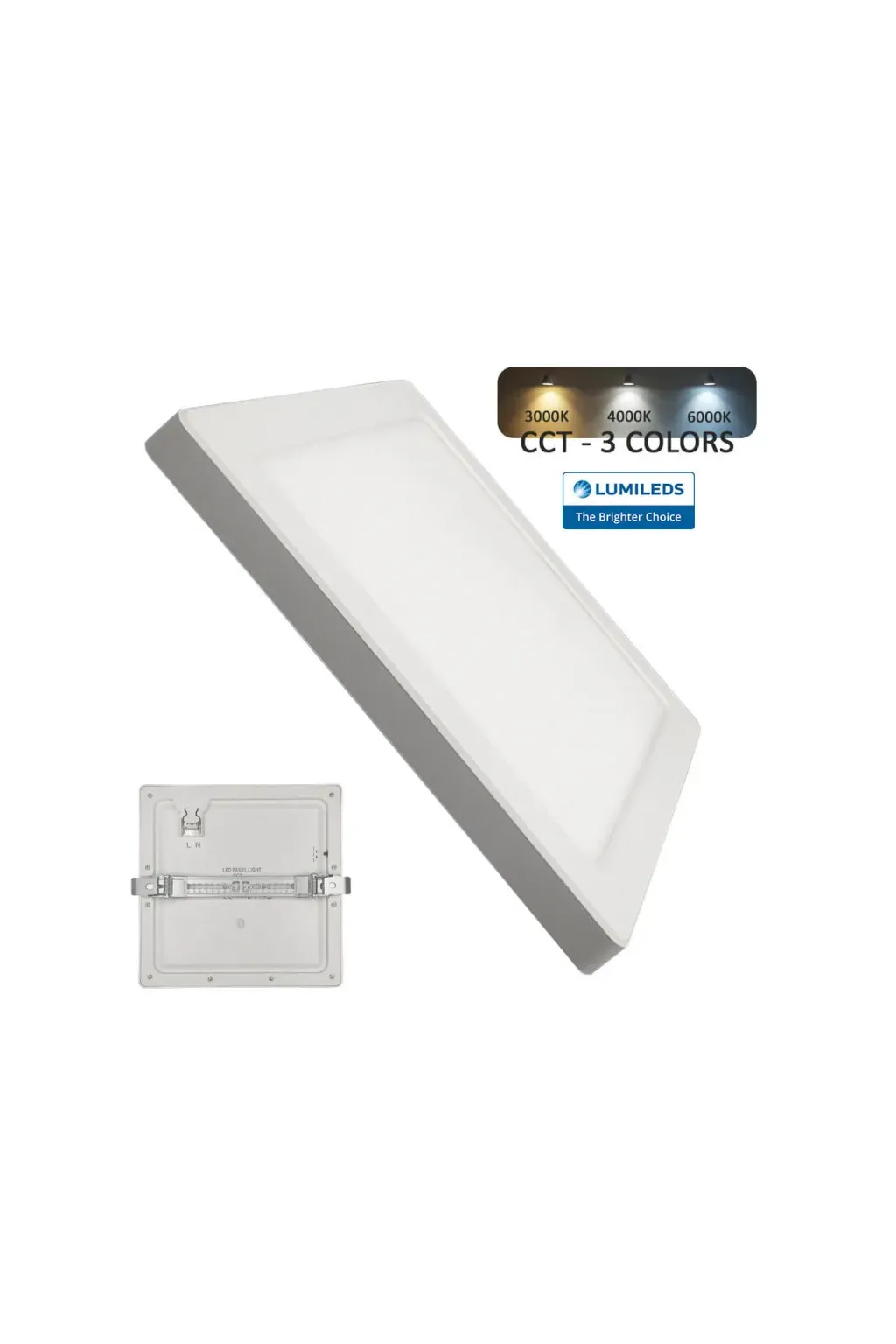 Downlight + LED ceiling - square - Moss white LumiledS - 24W Adjustable - CCT Selectable color