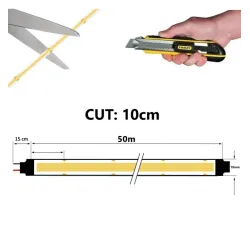 RESERVA ENERO 50 METROS Tira LED COB 220V | 10W/M | 240 LED/M |1200Lm/M| FLIP CHIP | 50m | IP65 | Corte 10cm