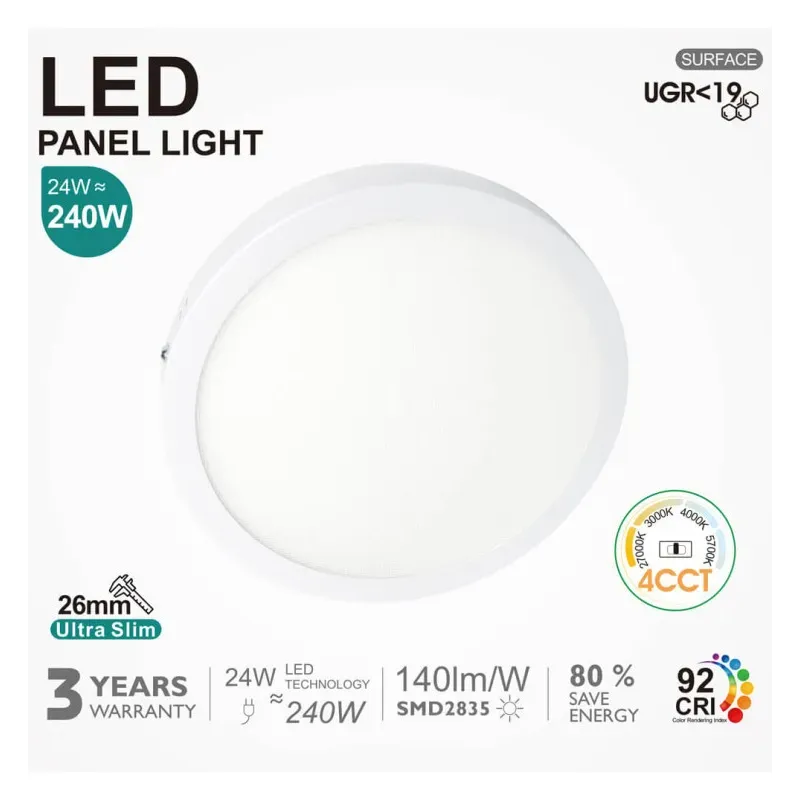 Achetez des plafonds à LED circulaire 24W UGR19 GXtronic | 4CCT | Ultra mince
