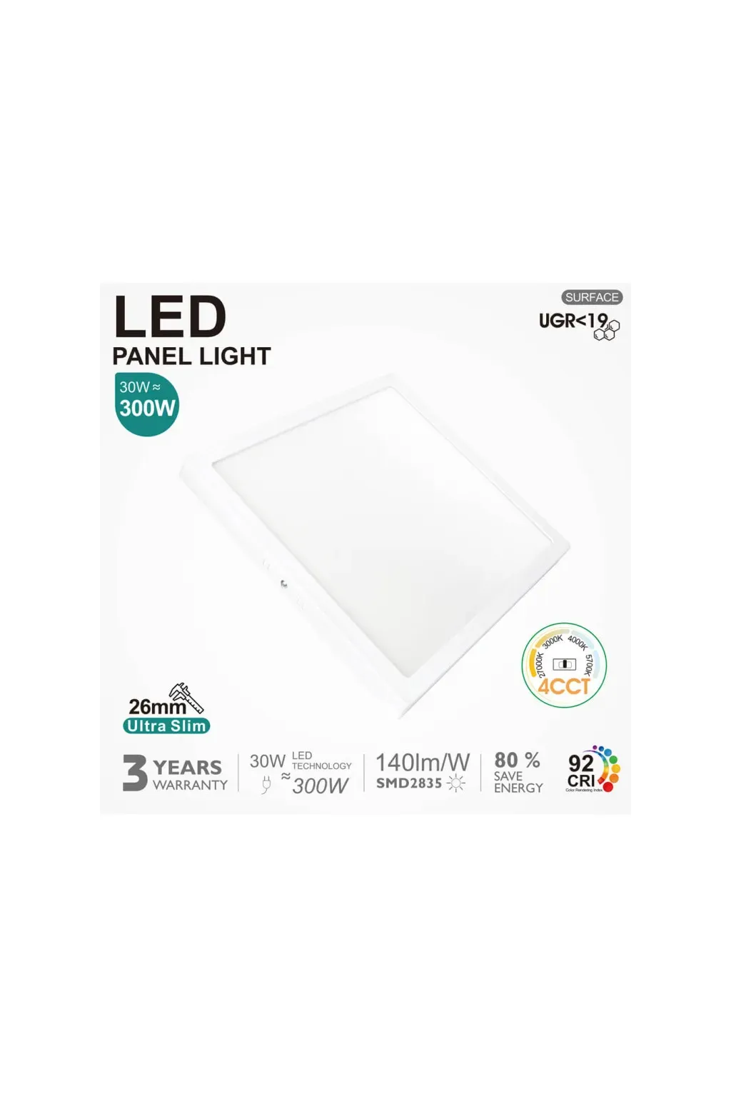Acquista i soffitti a LED quadrati 30W UGR19 GXtronic | 4cct | Ultra sottile