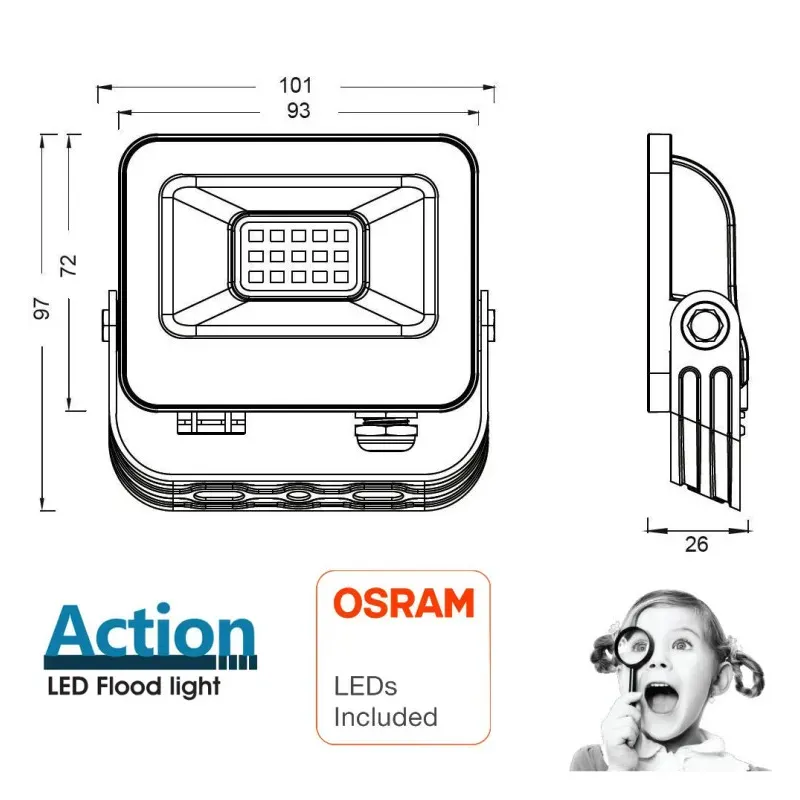 Foco Proyector LED 10W - ACTION PRO - OSRAM CHIP