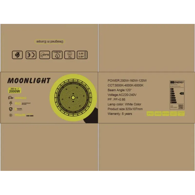 RISERVA MOONLIGHT LED 200W-160W-120W | UFO CAMPANA LED DA INCASSO | 3CCT | Driver Philips Xitanium | Dimmerabile 1-10V