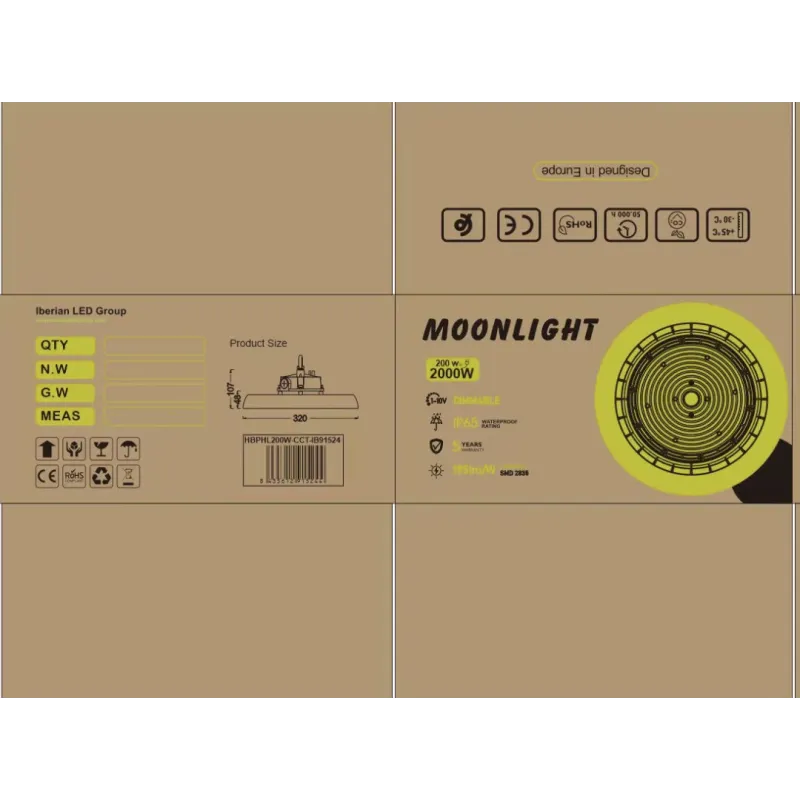 MOONLIGHT LED 200W-160W-120W | UFO CAMPANA LED EMPOTRABLE | 3CCT | Driver Philips Xitanium | Dimable 1-10V