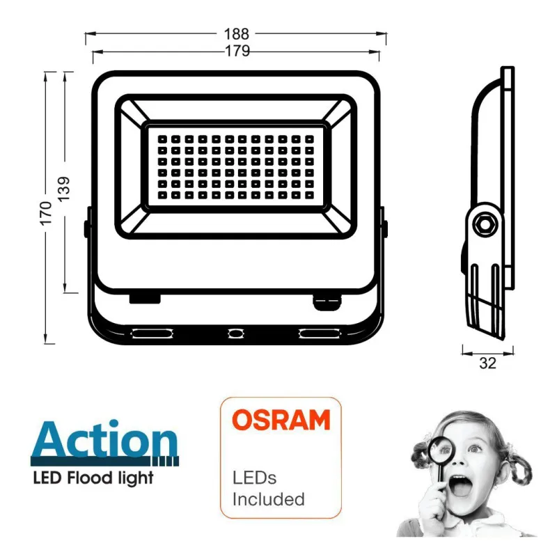 Focus LED 50W projector - Action Pro - Osram Chip Duris E2835