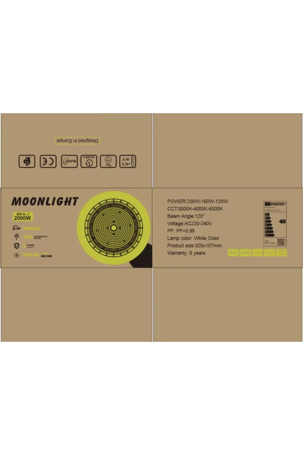 RISERVA MOONLIGHT LED 200W-160W-120W | UFO CAMPANA LED DA INCASSO | 3CCT | Driver Philips Xitanium | Dimmerabile 1-10V