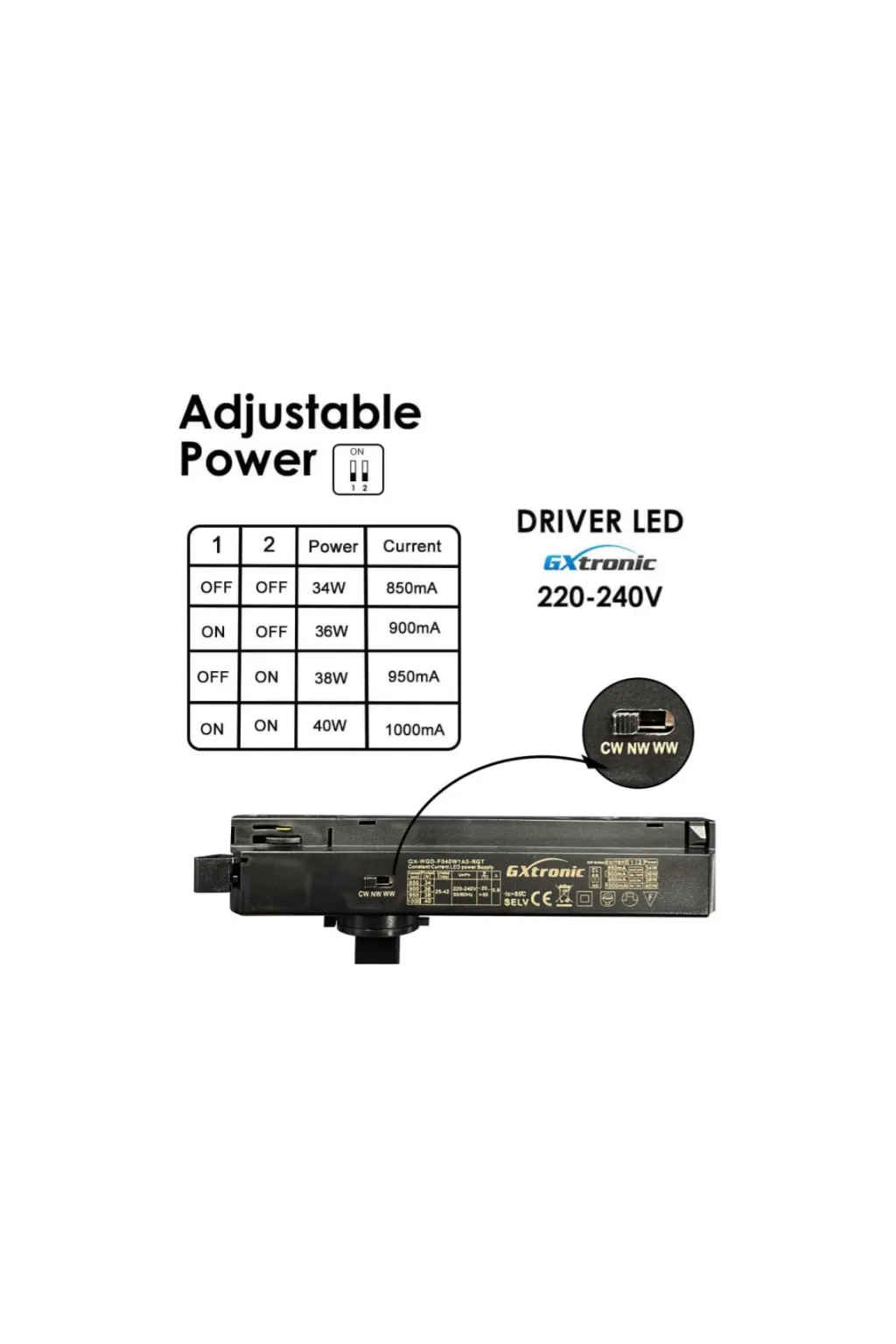 Foco LED 40W - 34W NEW MAYA Negro Carril Monofásico - CRI+92 - UGR13 -HIGH LUMEN 140Lm/W