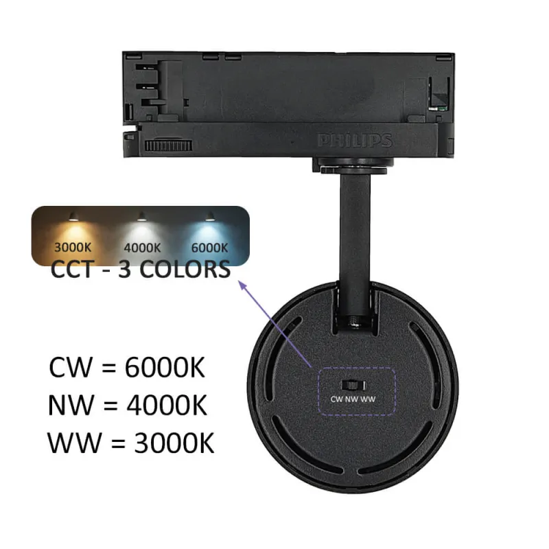 Foco LED 40W NEW MAYA 3CCT | Driver Philips Xitanium | Carril Trifásico | UGR13 | 24º - 60º | Negro
