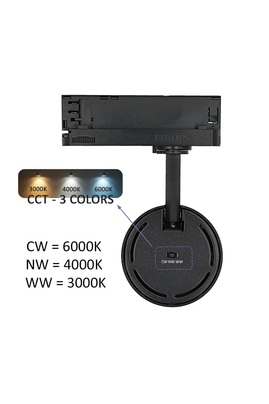 Foco LED 40W NEW MAYA 3CCT | Driver Philips Xitanium | Carril Trifásico | UGR13 | 24º - 60º | Negro