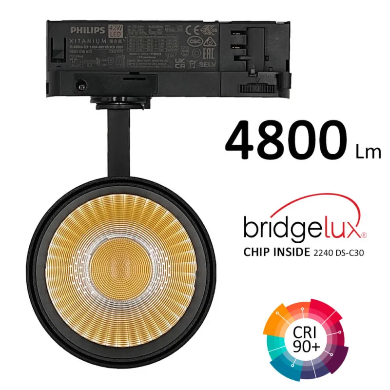 Foco LED 40W NEW MAYA 3CCT | Driver Philips Xitanium | Carril Trifásico | UGR13 | 24º - 60º | Negro
