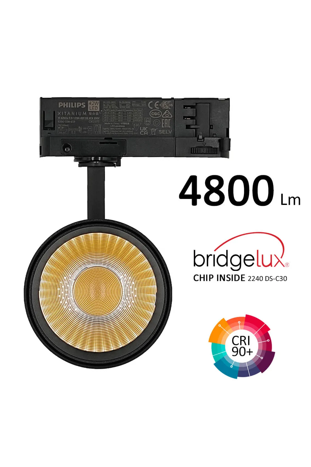 Foco LED 40W NEW MAYA 3CCT | Driver Philips Xitanium | Carril Trifásico | UGR13 | 24º - 60º | Negro
