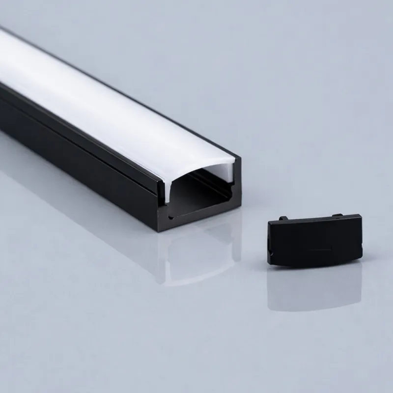 Perfil Aluminio Negro 2 metros en superficie | para Tiras de LED | 17mm x 7,8mm