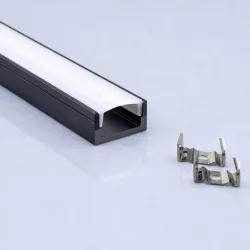 Perfil Aluminio Negro 2 metros en superficie | para Tiras de LED | 17mm x 7,8mm