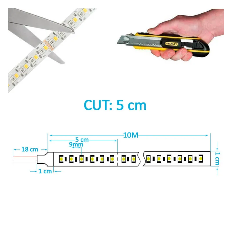 Tira LED 24V RGB+CCT | 216xLED/m | 10m | SMD3535+2835 | 20W/M | IP20