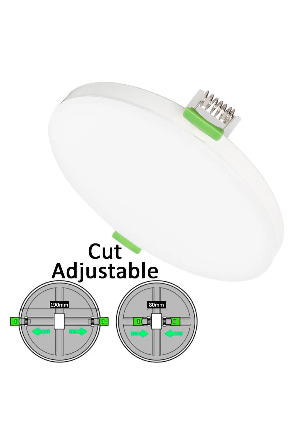 Downlight LED Circular 16W 20W 24W Frameless 4CCT | Ajustable 80-190mm | Blanco | CRI92