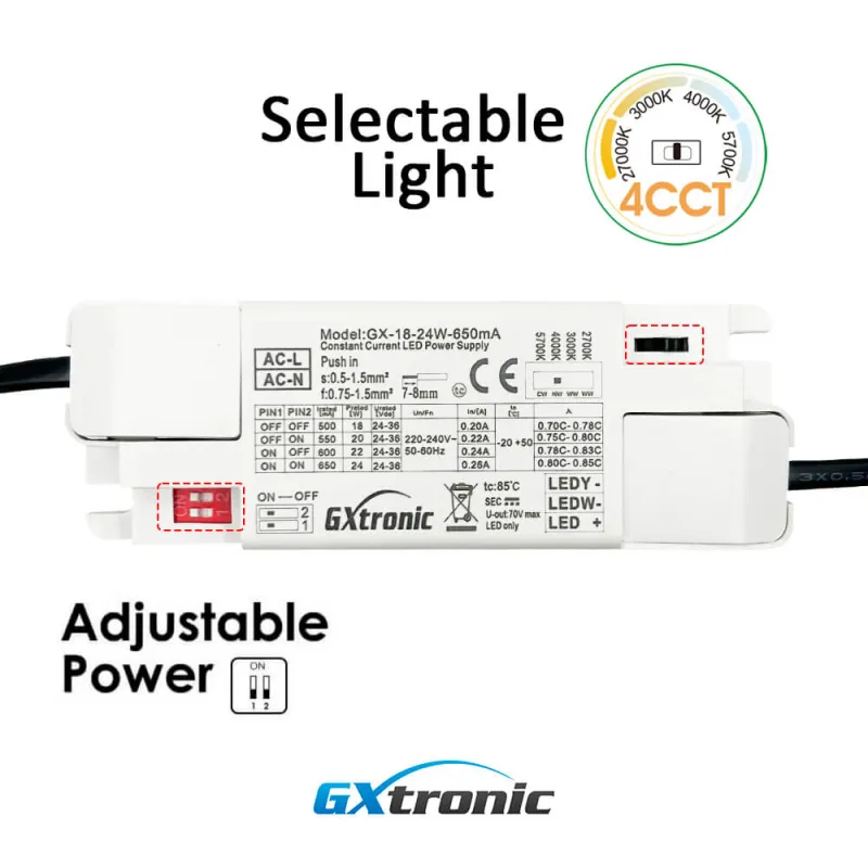 Downlight LED Circular 16W 20W 24W Frameless 4CCT | Ajustable 80-190mm | Blanco | CRI92