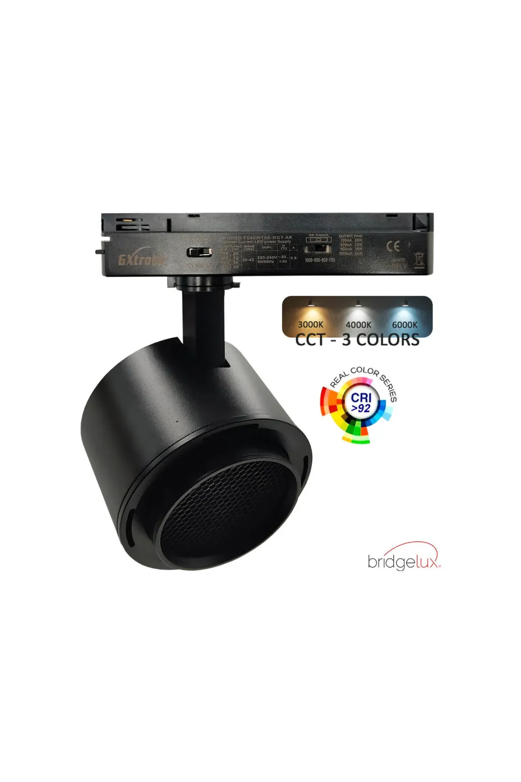 Foco LED 40W-28W Monofásico - ROMA Negro - Driver GxTronic - Óptica Regulable 24º-60º - UGR13 - CCT
