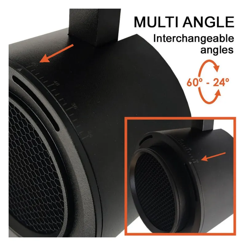 Foco LED 40W-28W Monofásico - ROMA Negro - Driver GxTronic - Óptica Regulable 24º-60º - UGR13 - CCT