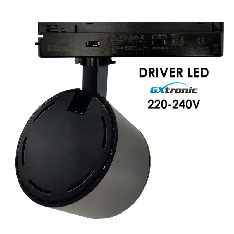 Foco LED 40W-28W Monofásico - ROMA Negro - Driver GxTronic - Óptica Regulable 24º-60º - UGR13 - CCT