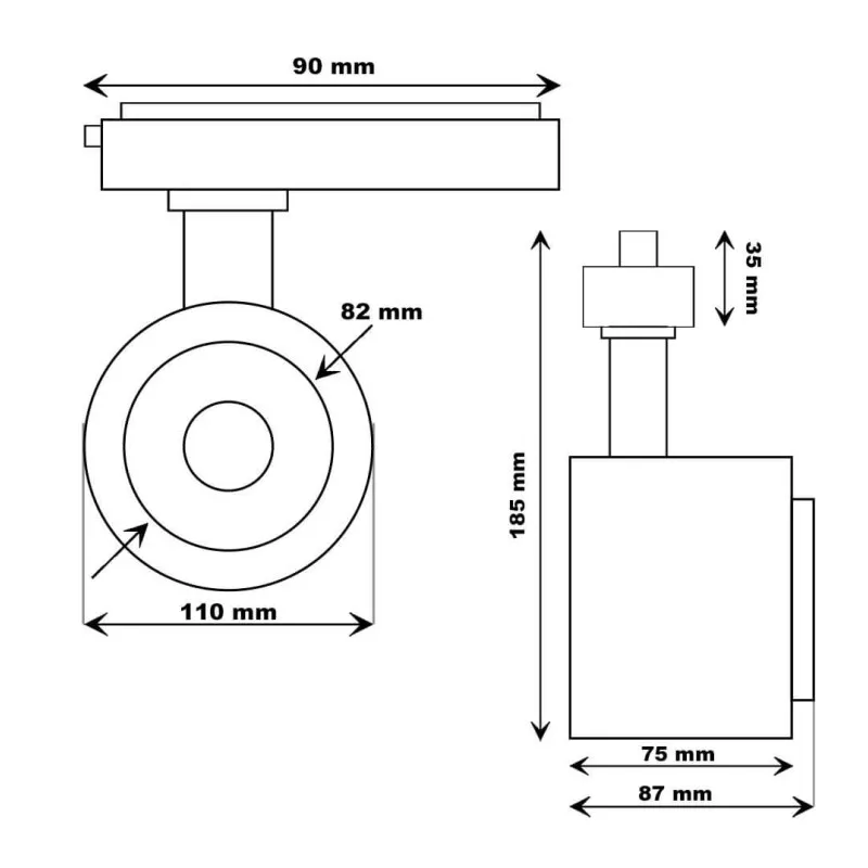 Foco LED 40W-28W Monofásico - ROMA Negro - Driver GxTronic - Óptica Regulable 24º-60º - UGR13 - CCT