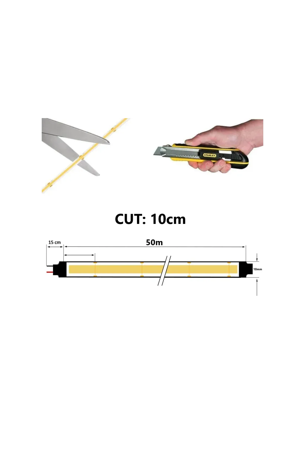 50 METROS Tira LED COB 220V | 10W/M | 240 LED/M |1200Lm/M| FLIP CHIP | 50m | IP65 | Corte 10cm
