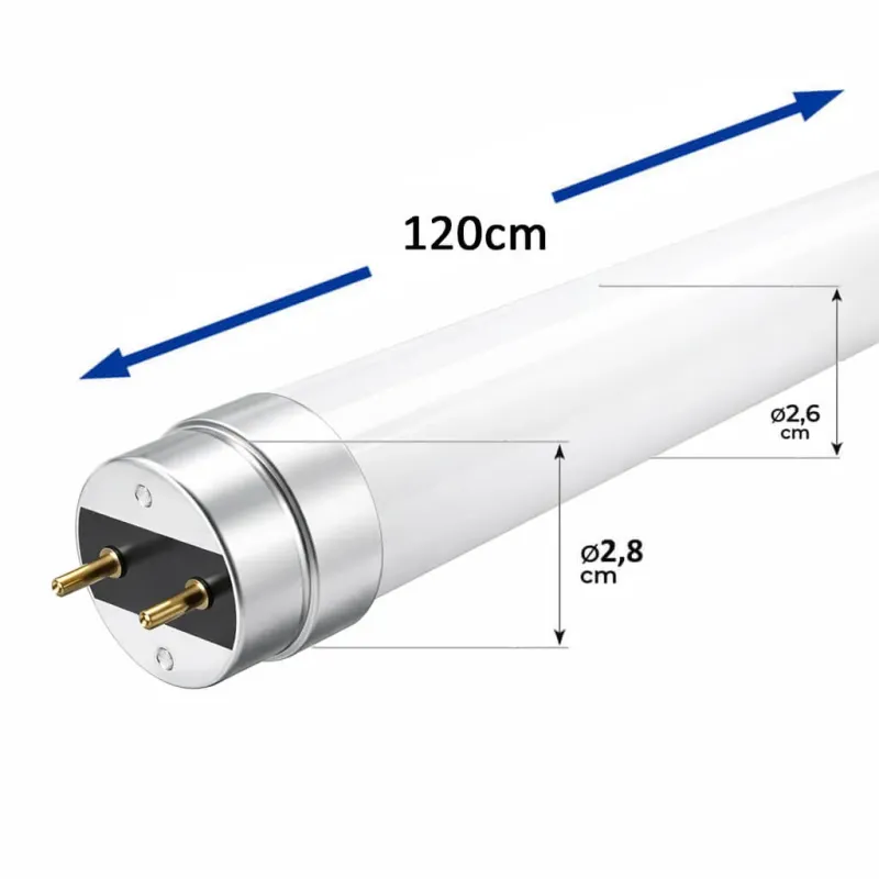 Pack 10 Tubos LED T8 18W 120cm Vidro GXtronic 1980lm | Ibérica