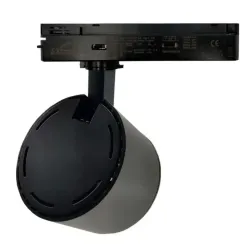 Spot LED rail noir vue arrière de la tête avec système de fixation