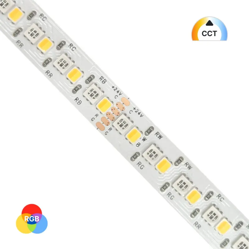 Ruban LED allumé avec technologie RGB et CCT dans un seul ruban